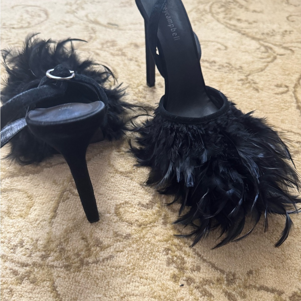 Jeffrey Campbell Black Feathered Heels - Picture 3 of 4